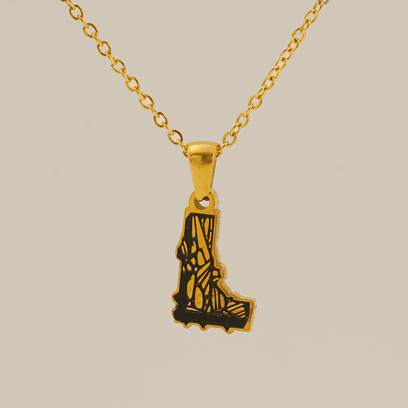 1 Piece Classic Bark Grain Unique Letter L Stainless Steel  Gold Color Unisex Pendant Necklaces 